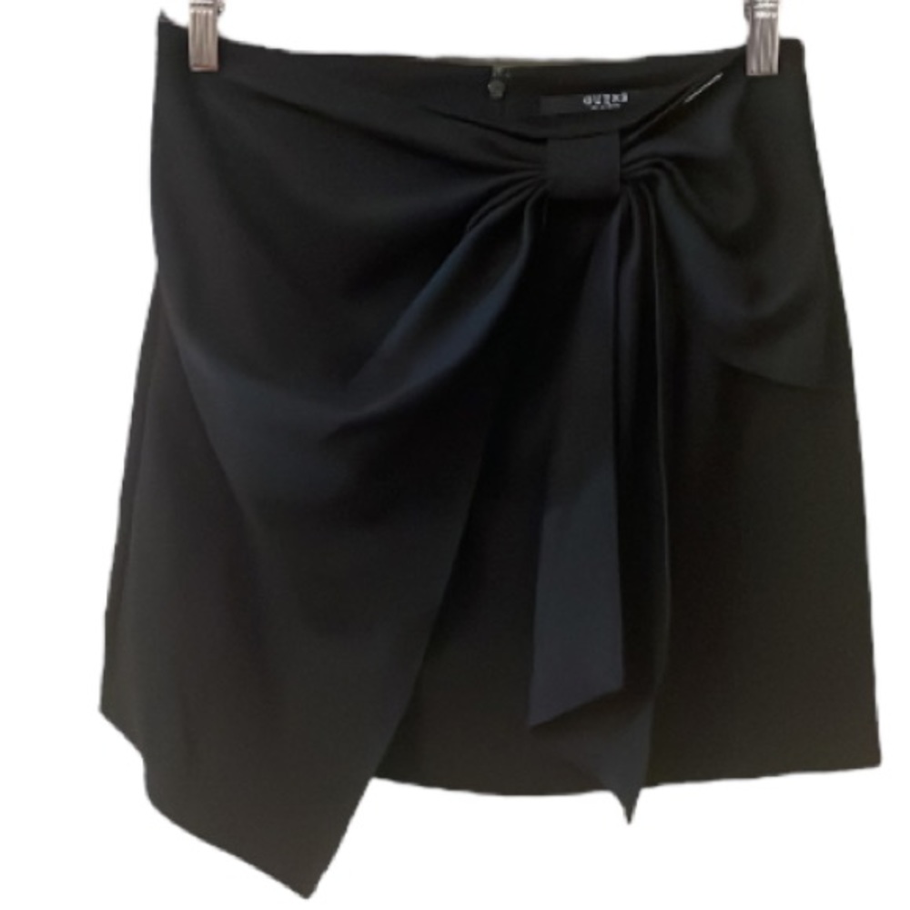 Guess Black Faux Wrap Mini Skirt with Bow Size 28